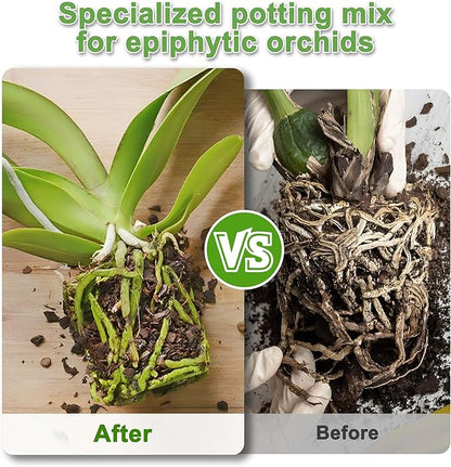 Orchid Potting Mix for Repotting - 3QT Fast-Draining Soil with Pine Bark, Perlite, Moss & Leca Clay, Breathable Mix for Healthy Roots,Ideal for Repotting & Indoor Orchid Plants