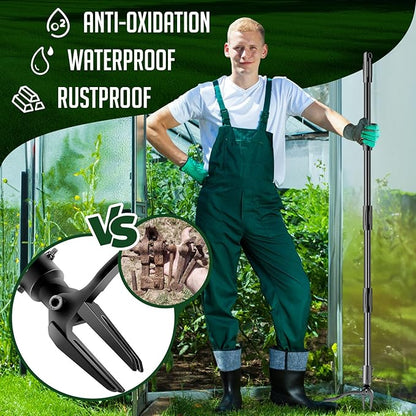 Weed Puller Tool - 63" Stand Up Weeder | 4-Claw Steel Head, 4 Adjustable Lengths | Heavy Duty Detachable Weeding Tool for Lawn/Yard/Garden | No Bending/Kneeling