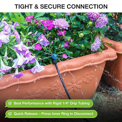 MIXC Quick Connector Drip Emitters for 1/4" Tubing, Adjustable Flow, 360° Fan-Shaped Sprayer (Drip Emitter Stream, 20 Packs)