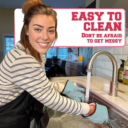 KITCHEN PERFECTION Silicone Smoker Oven Gloves For Women -Extreme Heat Resistant BBQ Gloves -Handle Hot Food Right on Your Smoker Grill Fryer|Waterproof Oven Mitts Grill Gloves |Superior Set+3 Bonuses