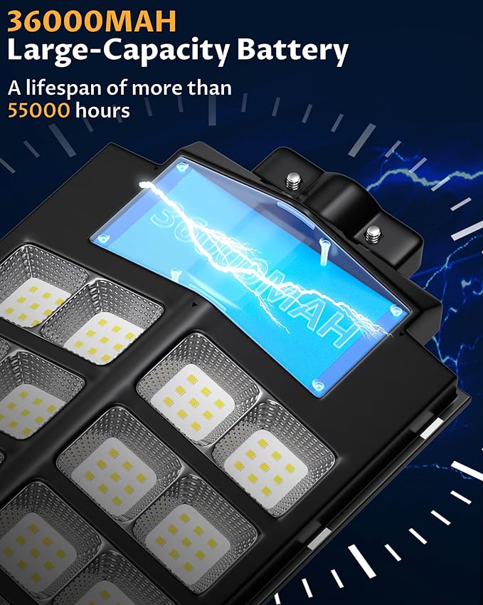 Gefolly SL-9800W Solar Street Lights Outdoor, 860000LM Commercial Parking Lot Light, 6500K Dusk to Dawn IP67 Security Flood Lights Motion Sensor Led Lamp for Basketball Court, Road, Yard