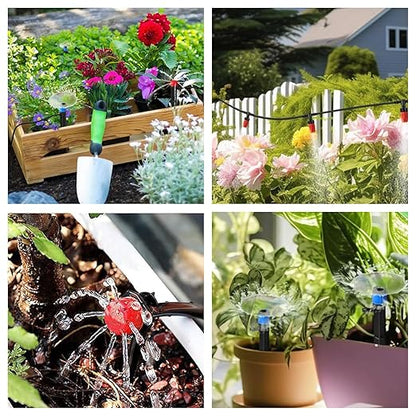 256FT Automatic Drip Irrigation System Kit,Automatic Garden Watering Misting System for Greenhouse, Yard, Plant ，Lawn with 1/2 inch Hose 1/4 inch Distribution Tubing and Accessories