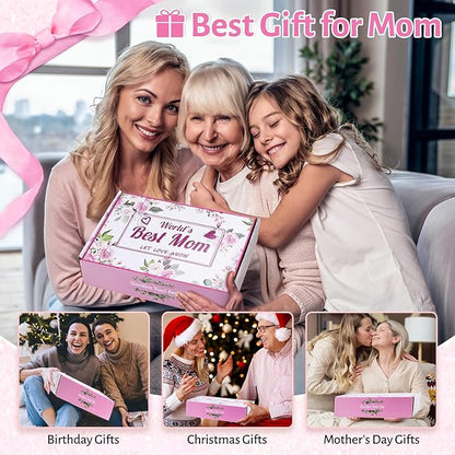 Gifts for Mom,7 Piece Womens Gardening Kit with Pink Gardening Tools,Straw Hat, Floral Gardening Apron and Gloves,Mothers Day Garden Gifts Pink