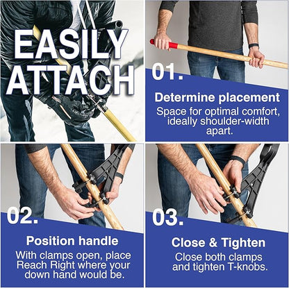 Universal Handle Attachment for Snow Shovel, Weedeater, String Trimmer, Rake & More | Versatile Ergonomic Back Saving Attachment for All Gardening Tools | Yard Tool Gifts (2 Pack)