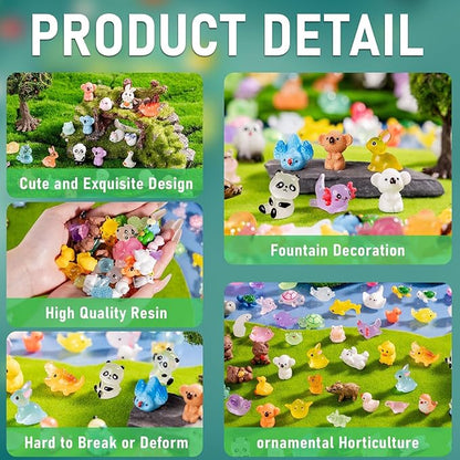 140 Pack Mini Animals Tiny Duck，Cow，Bee Figurines Bulk for Miniature Dollhouse Decor Accessories Garden Aquarium Potted Ornament Party DIY Charms Office Classroom Activity to Hide