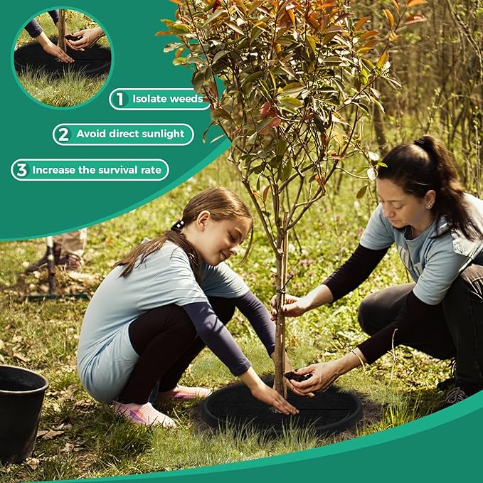 Tree Mulch Ring, 8 Pack 20.47" Non-Woven Tree Mulch Ring, Reusable Tree Ring Mulch Mat, Degradable Weed Control Fabric Mat for Landscaping Weed Control Root Protection, Tree Barrier Ring