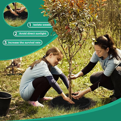Tree Mulch Ring, 10 Pack 12.6" Non-Woven Plant Soil Protector Ring, Reusable Mulch Carpet, Degradable Weed Control Fabric Mat for Landscaping Weed Control Root Protection, Tree Barrier Ring
