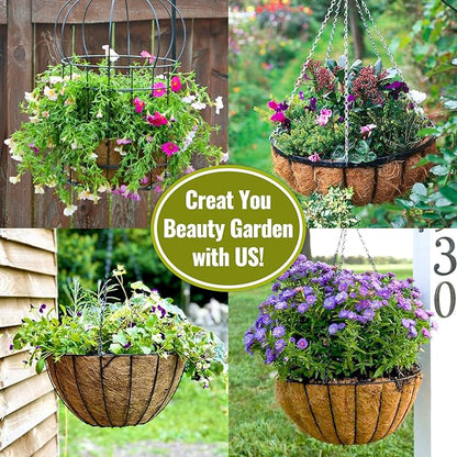 Legigo 6 Pack 14 Inch Hanging Basket Coco Liners Replacement, 100% Natural Round Coconut Coco Fiber Planter Basket Liners for Hanging Basket Flowers/Vegetables