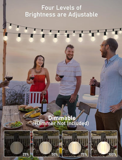 G40 25FT LED Outdoor String Lights,Frosted Patio Lights with 27 (2 Spare) Plastic Shatterproof Globe Bulbs,Connectable Outside Hanging Lights for Porch,Garden, Backyard,Wedding Decor