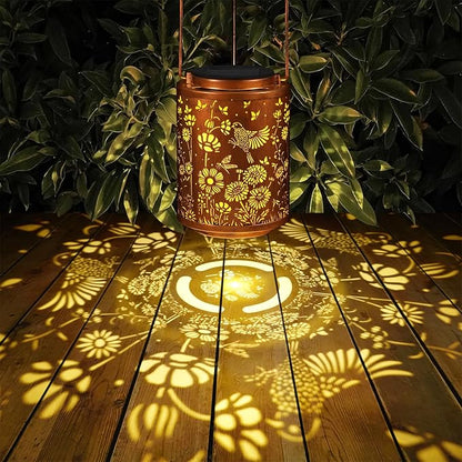 Solar Lanterns Garden Decor Birthday Gifts for Women Mon Grandma Metal Hanging Solar Lights Waterproof Outdoor Decoration for Outside LED Lanterns for Yard Patio Lawn (Birds)