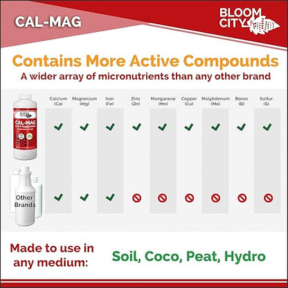 Bloom City Professional Grade Ultra Pure Cal-Mag Growing Fertilizer, Quart (32 oz)