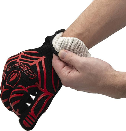 GRILL HEAT AID BBQ Grill Gloves Heat Proof for Grilling – Fireproof 1472°F Heat-Resistant Grill Mitts for Outdoor Barbecue and Smoker, Campfire, Fire Pit, Oven Glove with Fingers for Baking Pizza