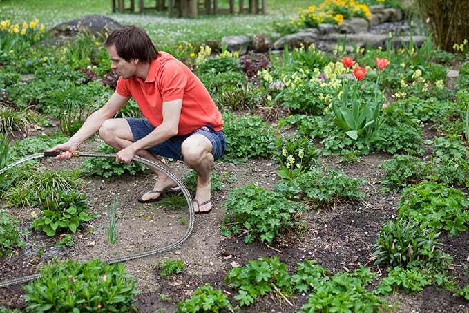 Expandable Metal Garden Hose 75 FT - 304 Stainless Steel Water Hose 75 FT - Heavy Duty non Kinking Flexible Garden Hose, no Bite