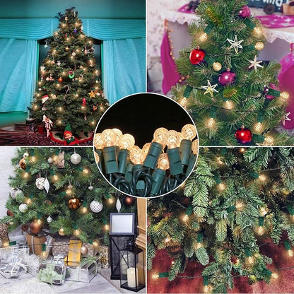 Warm White G12 LED Christmas Lights Outdoor- 71 FT 140 Count Berry LED Christmas Lights Outdoor Waterproof, One-Piece Commercial Grade Green Wire, IP:65, UL (2 Pack 70 Counts 35.5ft Per String)