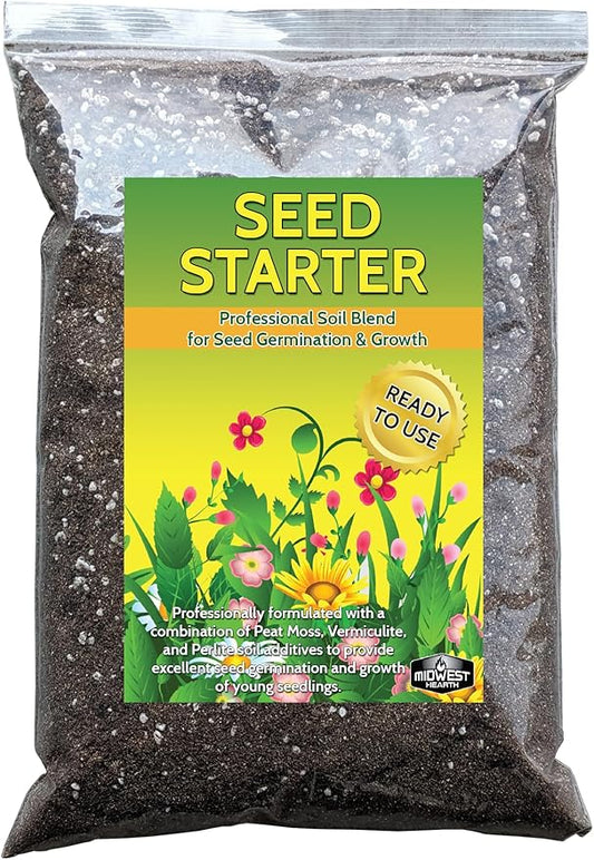 Seed Starter Natural Potting Soil Mix for Germination and Growth (Made in USA) (4 Dry Quarts)