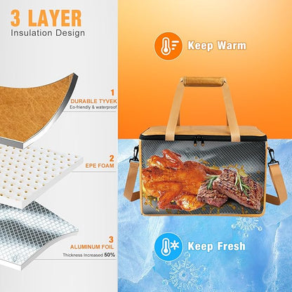 BBQ Blanket for Resting Meat,Reusable BBQ Resting Bag for Meat,Meat Brisket Resting Bag,Meat Blanket for Resting Large Barbecue Resting Blanket For Outdoor Smoker and Grilling (Yellow)