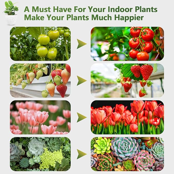 LED Grow Light, 3 Heads Red Blue White Full Spectrum Plant Light with Clamp for Indoor Plants & Seed Starting, 10-Level Dimmable, Auto On Off, Timing 4 9 12Hrs