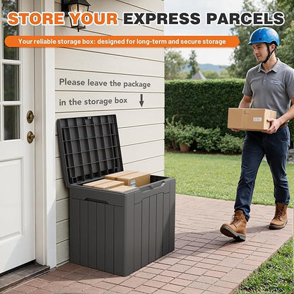 32 Gallon Deck Box Outdoor Indoor Waterproof Storage Box for Patio Furniture, Pool Accessories, Garden Tools, and Cushion Storage, Gray