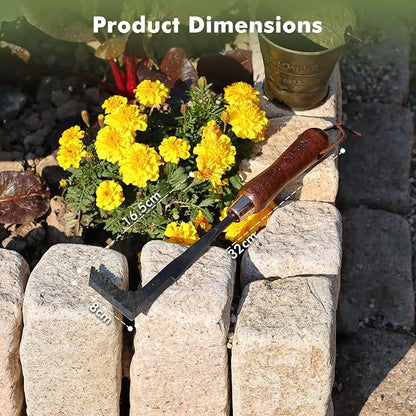 RESTMO Heavy Duty Crack Weeder Tool, Crevice Weeding Tool for Garden Lawns, Courtyards, and Patio Paving with Moss, L-Shaped Manual Weeder, Wooden Handle Gardening Tool