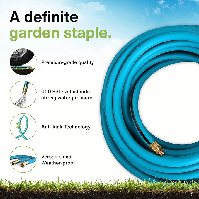 Aeromixer THE HOSE - 3/4 Inch Garden Hose 75 Ft, Kinkless Commercial Garden Hoses, Heavy Duty Industrial Water Hoses for Outdoors, 650 PSI High-Pressure Watering Tool for Farming and Gardening