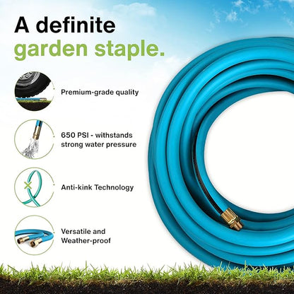 Aeromixer THE HOSE - 3/4 Inch Garden Hose 150 Ft, Kinkless Commercial Garden Hoses, Heavy Duty Industrial Water Hoses for Outdoors, 650 PSI High-Pressure Watering Tool for Farming and Gardening