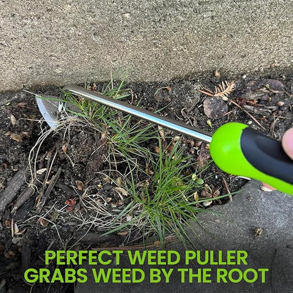 Garden Guru Patio Crack Weeder, Dandelion & Root Weeder Tool - Stainless Steel Weed Puller w Ergonomic Handle for Patio Sidewalk Driveway Cracks, Planting, Weeding, Flower & Vegetable Garden Care