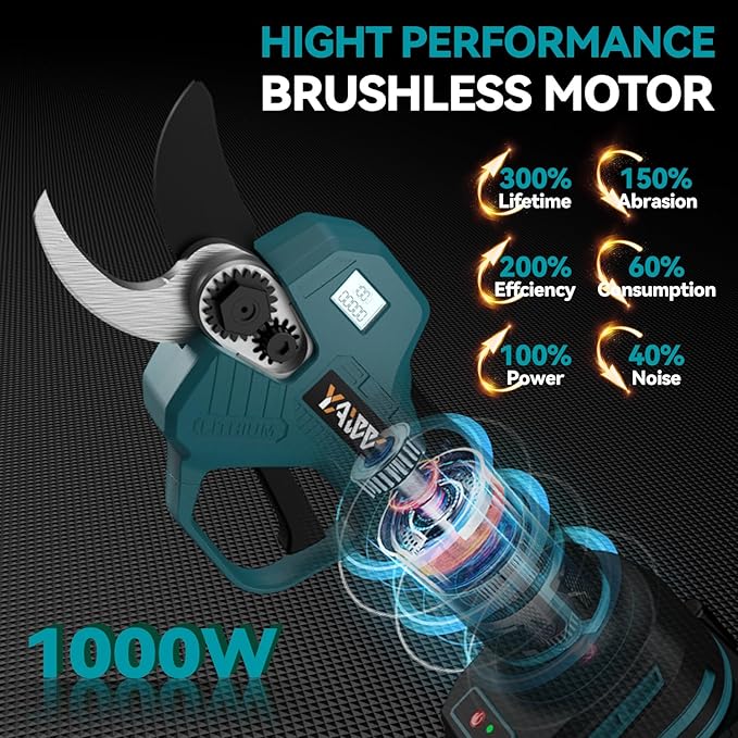 Brushless Electric Pruning Shears for Makita 18V Battery, Portable Cordless Pruning Shears with LCD Display＆SK5 Blades, Adjustable Cutting Diameter 0.8-1.2 Inch for Gardening Tree Pruning(NO Battery)