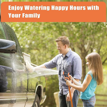 Garden Hose Nozzle Sprayer– this high heavy-duty spray nozzle offer 8 watering patterns for watering plants, lawns & gardens, washing cars, household cleaning and showering pets. (Grey Orange)