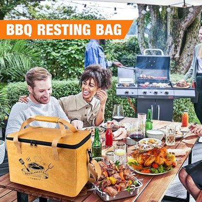 BBQ Blanket for Resting Meat,Reusable BBQ Resting Bag for Meat,Meat Brisket Resting Bag,Meat Blanket for Resting Large Barbecue Resting Blanket For Outdoor Smoker and Grilling (Yellow)