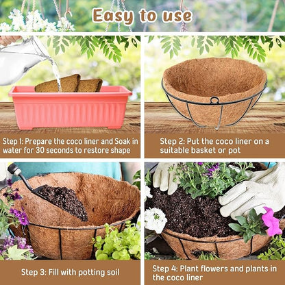 Legigo 3 Pack 20 Inch Hanging Basket Coco Liners Replacement, 100% Natural Round Coconut Coco Fiber Planter Basket Liners for Hanging Basket Flowers/Vegetables