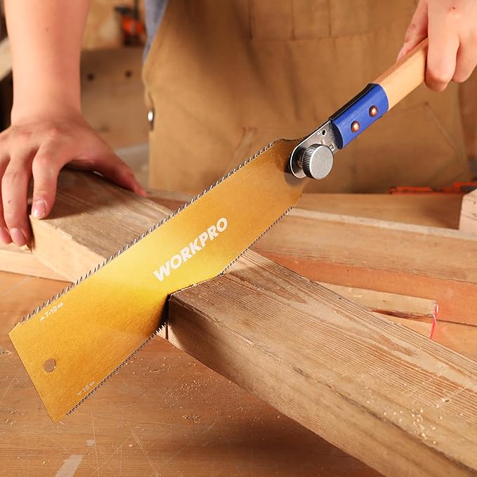 WORKPRO 10 Inch Japanese Pull Saw, Double-Edged Hand Saw for Wood Cutting with 7-9&18 TPI, SK5 Flexible Blade Flush Cut Saw with Non-Slip Beech Handle, Perfect Woodworking Tool Gift