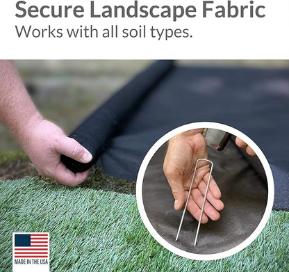 Pinnacle Mercantile USA Made 50 Pack Garden Landscape Staples Weed Barrier Fabric Stakes Galvanized 6 inch Pins Anti Rust Sod Staple 11 Gauge Steel