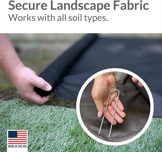 Pinnacle Mercantile USA Made 1000 Pack Garden Landscape Staples Weed Barrier Fabric Stakes Galvanized 6 inch Pins Anti Rust Sod Staple 11 Gauge Steel