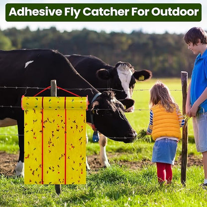Qualirey Giant Sticky Fly Traps, Fly Strips for Indoor Outdoor Hanging Flying Tapes Non Toxic Ribbon Fruit Gnat Killer for Mosquito Plants House Horse Stable(30 ft,Yellow,5 Pcs)