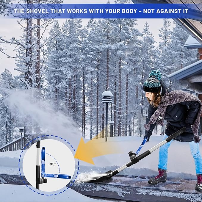 40" Foldable Snow Shovel with Dual D-Handle, No Tools Quick Assembly,Lightweight for Car Emergency, Camping & Easy Storage
