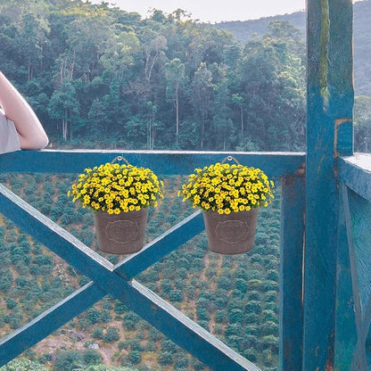 GANAZONO 2pcs Tin Wall Hanging Flower Pot Fence Decor Hanging Baskets for Plants Fence Planters for Outdoor Plant Holder Iron Wall Mounted Planter Grey Jug