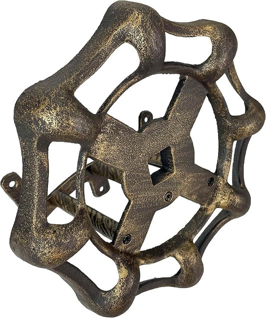 Vintage Outdoor Faucet Spigot Garden Hose Holder - Cast Iron with Weather-Resistant Bronze Finish - Decorative Wall-Mounted Hose Hanger - Holds 75 Feet - Ideal for Garden and Patio