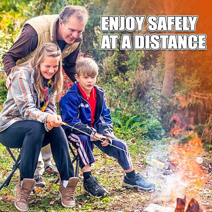 Briout Extendable Stainless Steel Roasting Sticks - Smores Sticks for Fire Pit Long 32 Inch, Smore Skewers Hot Dog Fork Campfire Accessories, Camping Essentials for S'mores - 15 Pack