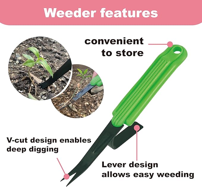 SUMIO Manual weeders,Garden Weeder, Easily removes Weeds and Digs Deeper Roots (Green)