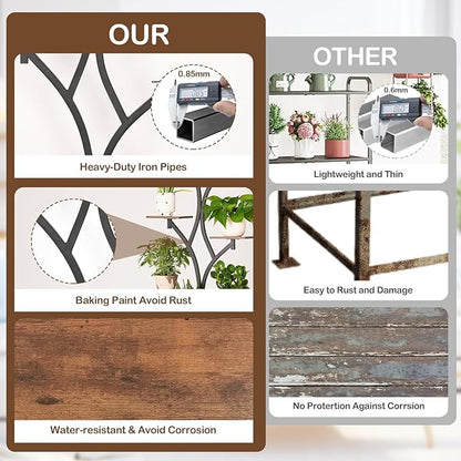 Plant Stands Indoor With Grow Light For Indoor Plants Multiple - 62" Tall Indoor Shelf With Anti-Tipping Device, Black Metal Flower Holder Rack