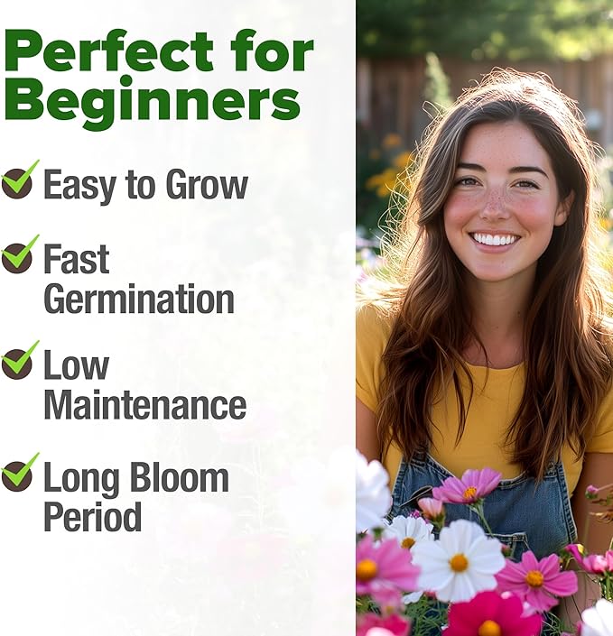 HOME GROWN Cosmos Flower Seeds 8,000 & Premium Monarch Butterfly Wildflower Seeds Mix 20000