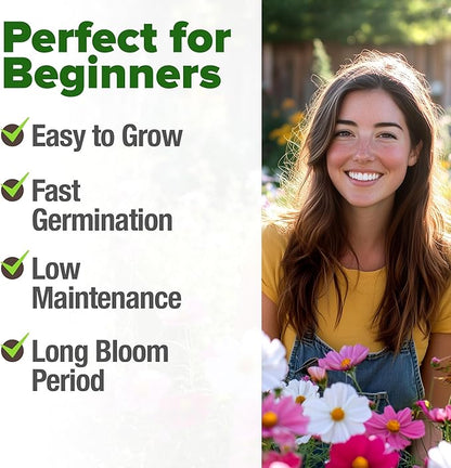 HOME GROWN Cosmos Flower Seeds 8,000 & Premium Monarch Butterfly Wildflower Seeds Mix 20000