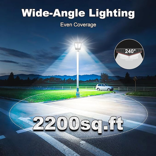 Solar Street Light, Dusk-to-Dawn Waterproof LED Solar Street Lights Outdoor with Pole Mount,9000W IP67,7000K, High Lumen Outdoor Lighting for Driveway, Farm, Street & Parking