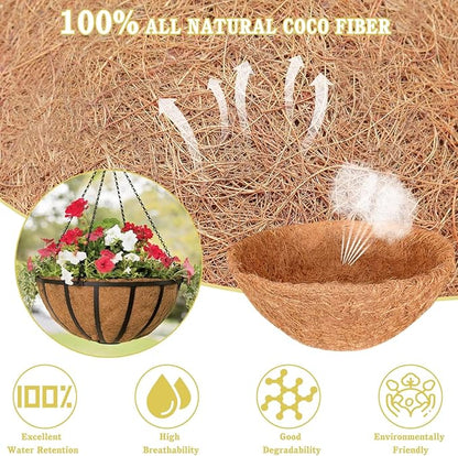 Halatool 2PCS 12Inch Round Coco Liners Hanging Basket Liners 100% Natural Replacement Coconut Liner for Planters Garden Flower Pot Vegetables Herbs