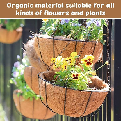 Legigo 3 Pack 20 Inch Hanging Basket Coco Liners Replacement, 100% Natural Round Coconut Coco Fiber Planter Basket Liners for Hanging Basket Flowers/Vegetables