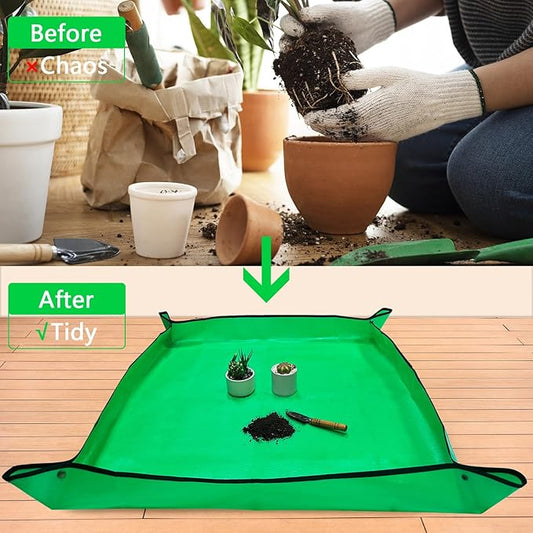 39.4" x 39.4" Extra Large Repotting Mat for Transplanting & Potting Soil Mess Control, Waterproof Plant Potting Mat, Succulent Orchid Potting Tray for Plant Pots, Gardening Gifts Bonsai Tools