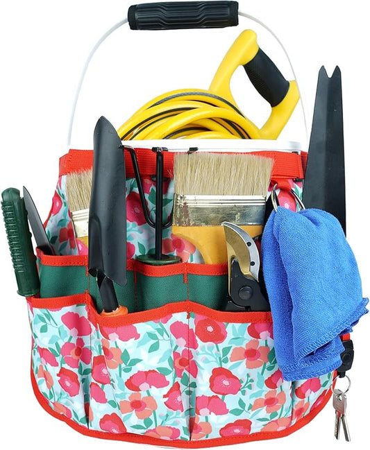 MELOTOUGH Bucket Caddy Organizer Bucket Tool Organizer for Garden Tools Fit 3.5 to 5 Gallon Bucket (Flower)