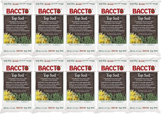 Michigan Peat 1550P Baccto Topsoil for Lawns, Gardens, and Raised Planting Beds with Reed Sedge, Peat, and Sand Mix, 50 Pounds (10 Pack)