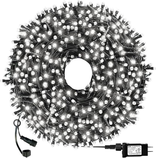 Christmas String Lights End-to-End Plug 8 Modes 108FT 300 LED IP55 Outdoor Waterproof UL Certificated Indoor Fairy Lights Garden Wedding Christma Trees Parties Decoration White Light