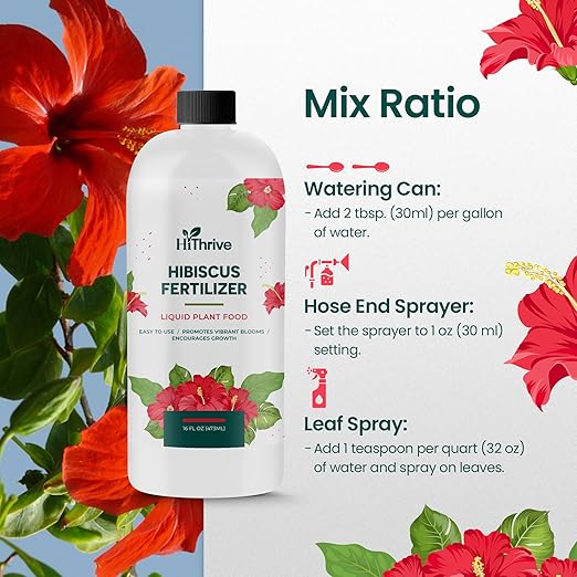 16oz Hibiscus Fertilizer - Makes 16 Gallons of Hibiscus Flowers Plant Food Outdoor - Indoor Plant Fertilizer Liquid for Vibrant, Showy Flowers, Greener Leaves, Strong Roots, and Lush Growth